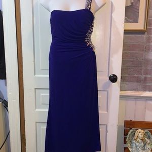 DARK BLUE FLOOR LENGTH PROM DRESS